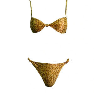 Kendall & Kyle Yellow Golden Leopard Print 2 Piece Bikini Size L New